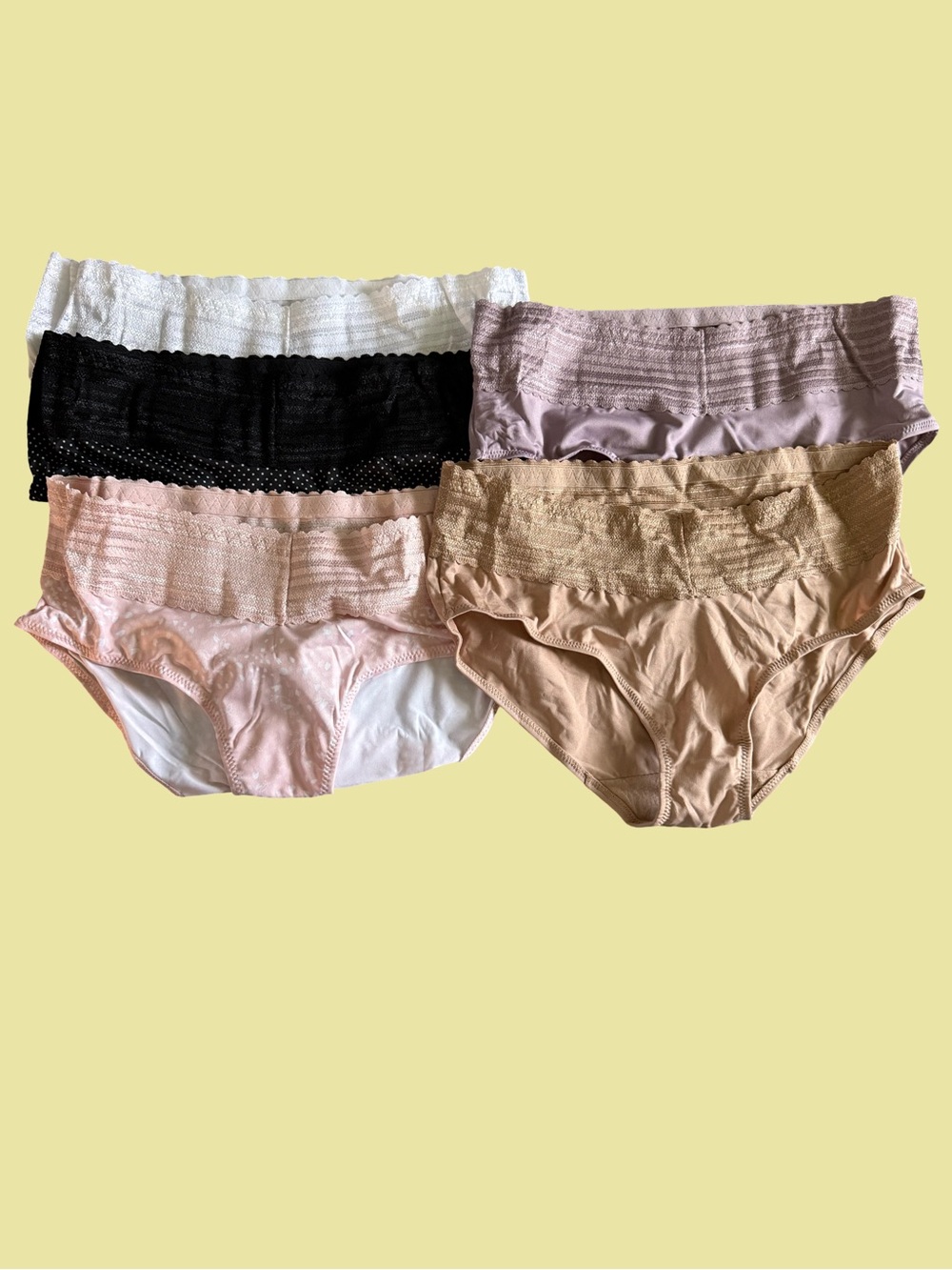 Warner's Women's Lace Waist Briefs - Black, White, Blush, mauve & Nude